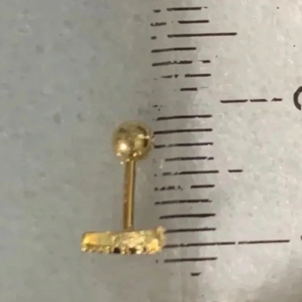 18k Gold Black Crystal Micro Mini Cartilage Earring - Picture 2 of 3